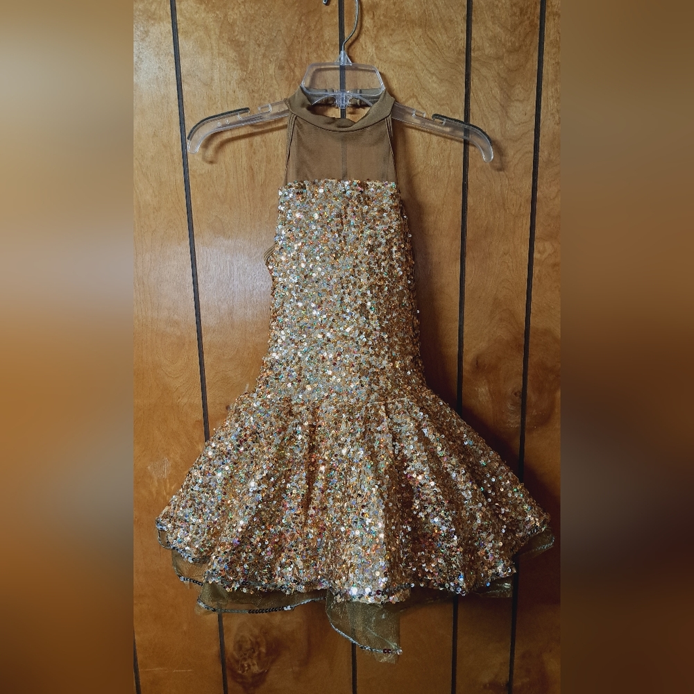 Curtain calls gold sequin dance costume